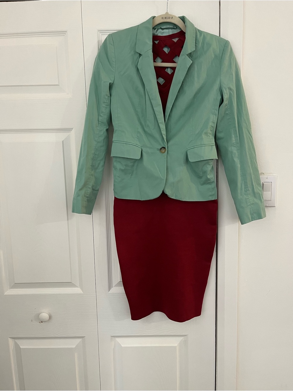 French Connection Mint Green Single-Button Blazer